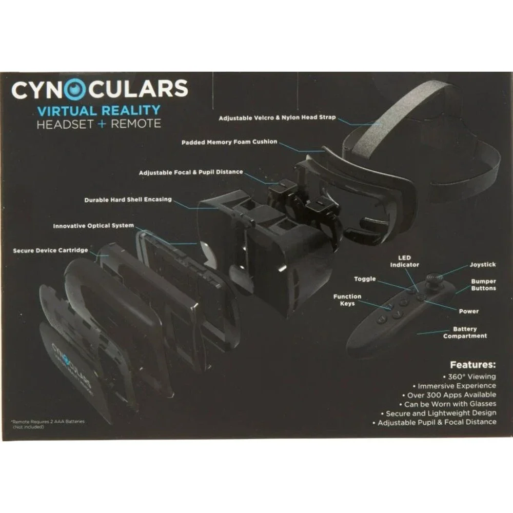 Cynoculars Mobile Phone Virtual Reality VR Headset + NO Remote Model ATV-CYNO